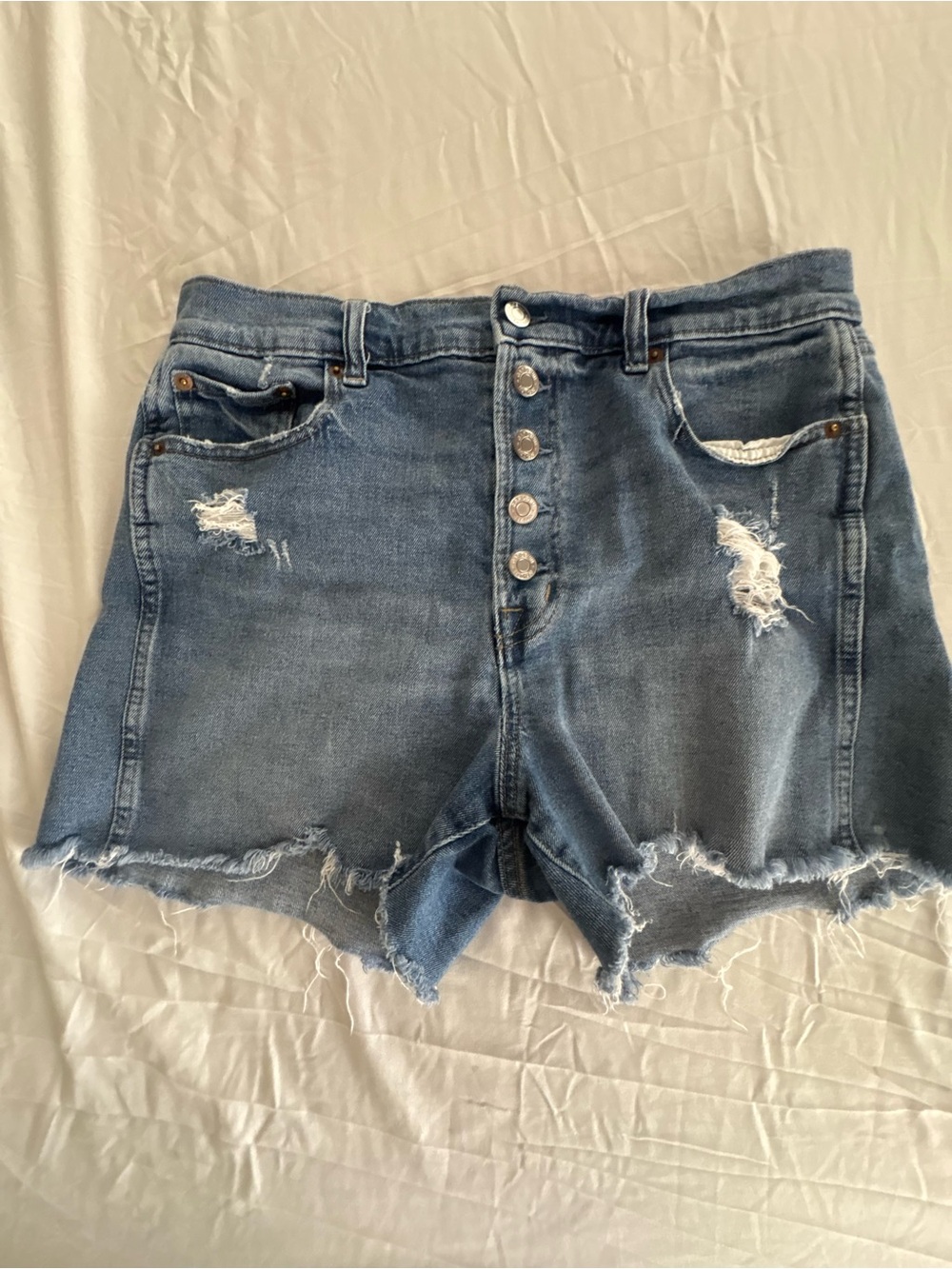 GAP Denim Size 10/30 Distressed High Rise Button Fly Cutoff Jean Shorts